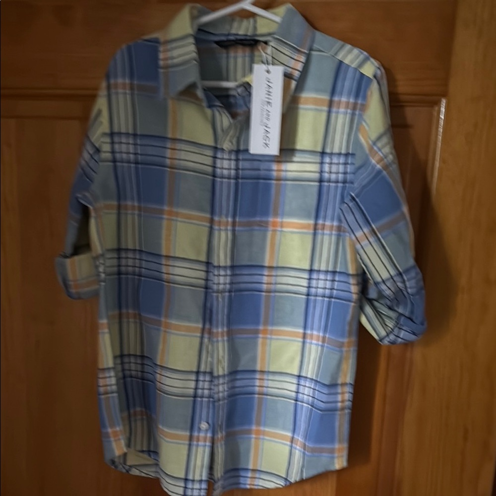 NWT Boys Janie and Jack Blue and Yellow Casual Button Down Shirt